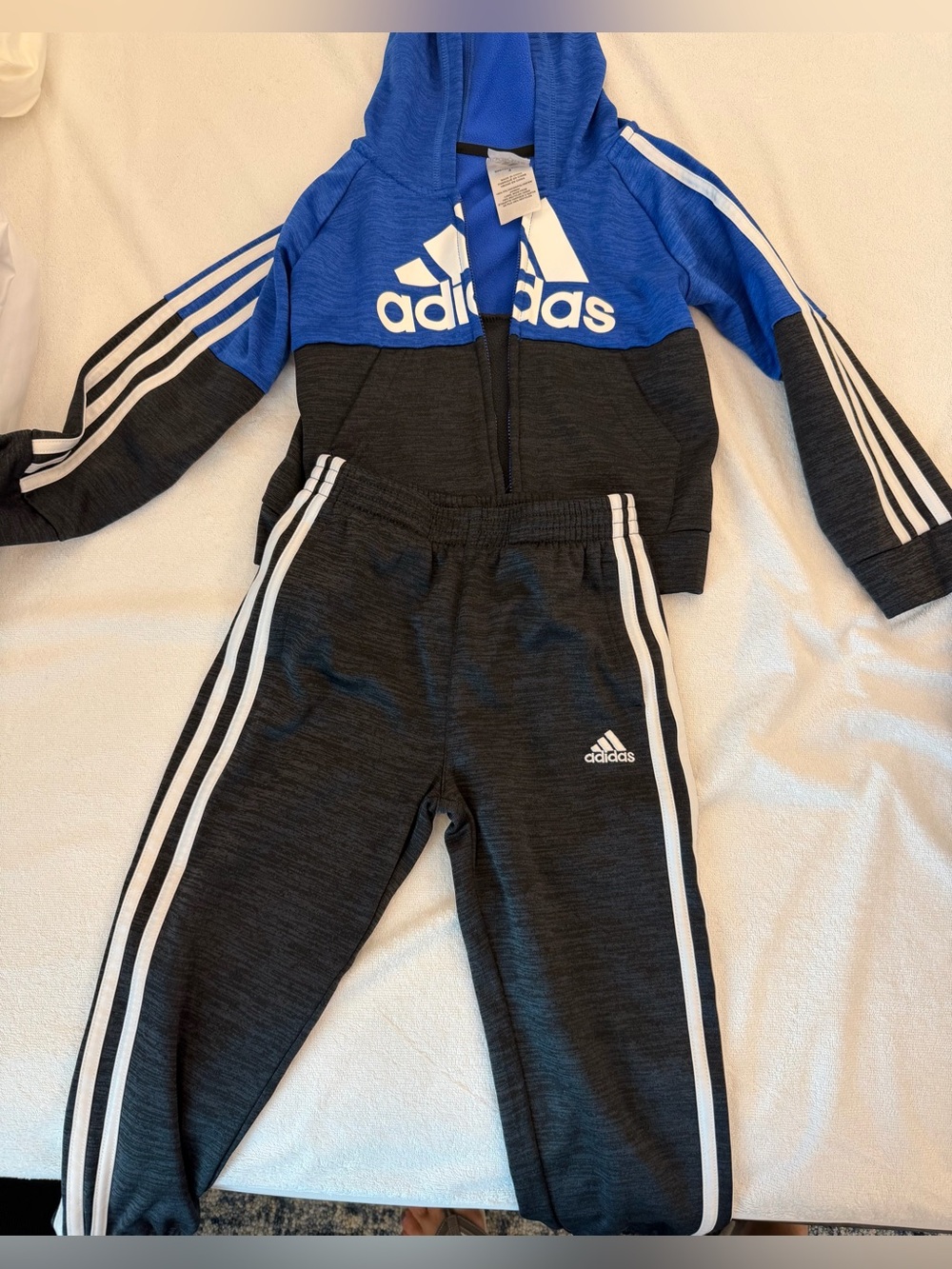 Adidas Kids Black & Blue Track Pants - Athletic Bottoms size 4